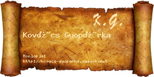 Kovács Gyopárka névjegykártya